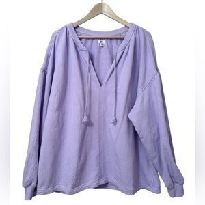aerie Lavender Vneck Sweatshirt Sz XL